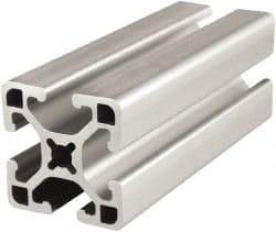 80/20 Inc. - 145 Inches Long x 1-1/2 Inches Wide x 1-1/2 Inches High, T Slotted Aluminum Extrusion - 0.877 Square Inches, Clear Anodized Finish - Exact Tool & Supply