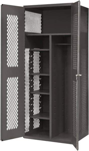 Durham - 5 Shelf Locking Storage Cabinet - Steel, 36" Wide x 24" Deep x 84" High, Gray - Exact Tool & Supply