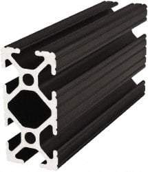 80/20 Inc. - 145 Inches Long x 1 Inch Wide x 2 Inches High, T Slotted Aluminum Extrusion - 0.7914 Square Inches, Black Anodized Finish - Exact Tool & Supply