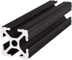 80/20 Inc. - 145 Inches Long x 1 Inch Wide x 1 Inch High, T Slotted Aluminum Extrusion - 0.4379 Square Inches, Black Anodized Finish - Exact Tool & Supply