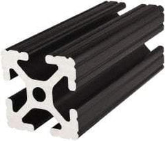 80/20 Inc. - 72 Inches Long x 1-1/2 Inches Wide x 1-1/2 Inches High, T Slotted Aluminum Extrusion - 1.154 Square Inches, Black Anodized Finish - Exact Tool & Supply