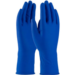 ‎62-327/XL Disposable Gloves - Ambi-Thix Indust Grade Disposable Latex - Blue 13 Mil Powdered - Text. - Exact Tool & Supply