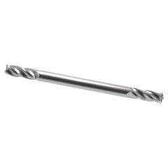 Accupro - 3mm, 6mm LOC, 3mm Shank Diam, 38mm OAL, 4 Flute, Solid Carbide Square End Mill - Double End, Uncoated, Spiral Flute, 40° Helix, Centercutting, Right Hand Cut, Right Hand Flute - Exact Tool & Supply