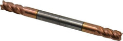 Accupro - 4mm, 8mm LOC, 4mm Shank Diam, 50mm OAL, 4 Flute, Solid Carbide Square End Mill - Double End, TiCN Finish, Spiral Flute, 40° Helix, Centercutting, Right Hand Cut, Right Hand Flute - Exact Tool & Supply