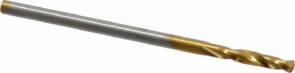 Guhring - #50 130° Parabolic Flute Cobalt Screw Machine Drill Bit - TiN Finish, Right Hand Cut, 11mm Flute Length, 36mm OAL, Standard Point, Straight Shank - Exact Tool & Supply