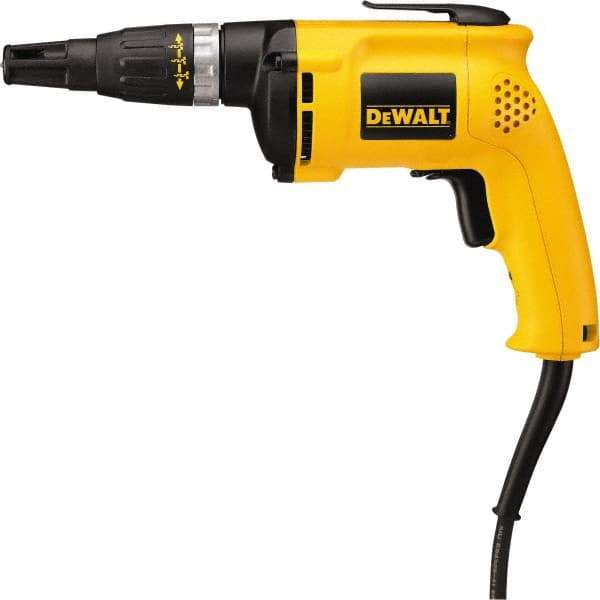 DeWALT - Pistol Grip Handle, 5,300 RPM, 60 In/Lb Torque, Electric Screwdriver - 1/4" Bit Holder, 120 Volts, 6 Amps - Exact Tool & Supply