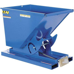 Vestil - 6,000 Lb Load Capacity, 0.5 Cu Yd, Steel Self-Dumping Hopper - 33-1/2" Wide x 52" Long x 38-1/2" High, Powder Coat Blue - Exact Tool & Supply