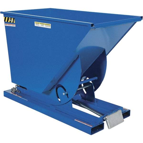 Vestil - 6,000 Lb Load Capacity, 0.75 Cu Yd, Steel Self-Dumping Hopper - 31-9/16" Wide x 61-1/8" Long x 42-3/4" High, Powder Coat Blue - Exact Tool & Supply