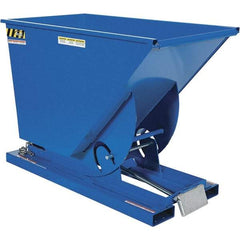 Vestil - 6,000 Lb Load Capacity, 0.75 Cu Yd, Steel Self-Dumping Hopper - 31-9/16" Wide x 61-1/8" Long x 42-3/4" High, Powder Coat Blue - Exact Tool & Supply