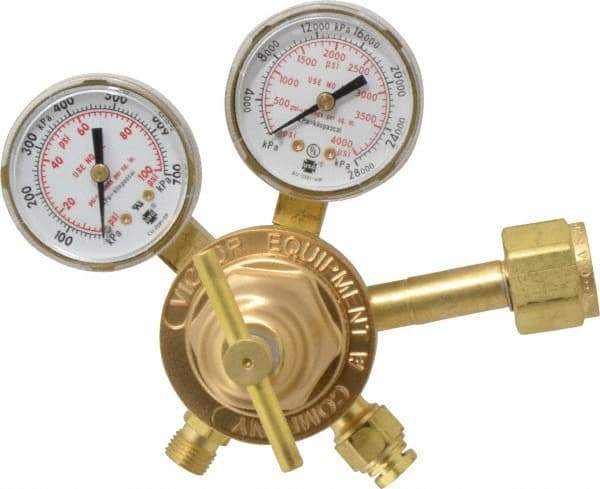 Victor - 540 CGA Inlet Connection, Male Fitting, 80 Max psi, Air & Oxygen Welding Regulator - 9/16-18 Thread - Exact Tool & Supply