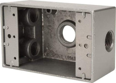 Thomas & Betts - 1 Gang, (4) 1/2" Knockouts, Aluminum Rectangle Outlet Box - 4-1/2" Overall Height x 2-1/2" Overall Width x 2" Overall Depth, Weather Resistant - Exact Tool & Supply