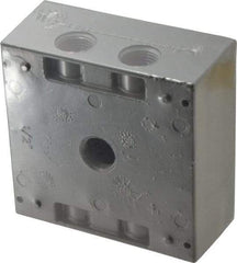 Thomas & Betts - 2 Gang, (5) 1/2" Knockouts, Aluminum Square Outlet Box - 4-9/16" Overall Height x 4-5/8" Overall Width x 2-1/16" Overall Depth, Weather Resistant - Exact Tool & Supply