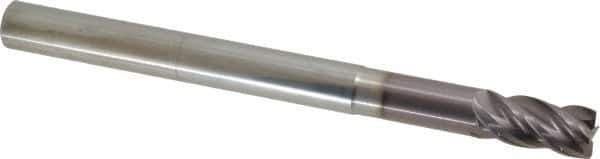 SGS - 1/2", 4 Flute, Single End, Solid Carbide, 0.03" Corner Radius End Mill - 6" OAL, Right Hand Flute, 1" LOC, Right Hand Cut, 2-1/4" Extended Reach - Exact Tool & Supply