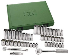 SK - 47 Piece 3/8" Drive Deep Well Socket Set - 6, 12 Points, 1/4" to 7/8" (6mm to 19mm) Range, Inch/Metric Measurement Standard - Exact Tool & Supply