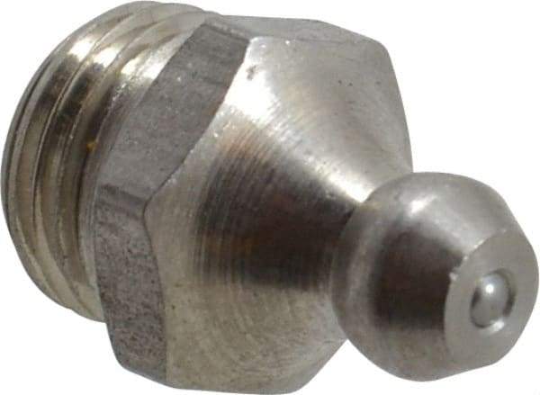 PRO-LUBE - Straight Head Angle, M10x1.0 Metric Stainless Steel Standard Grease Fitting - 11mm Hex - Exact Tool & Supply