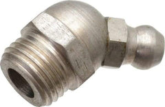 PRO-LUBE - 45° Head Angle, M10x1.0 Metric Stainless Steel Standard Grease Fitting - 11mm Hex - Exact Tool & Supply