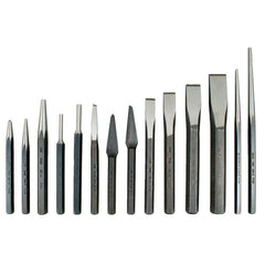 Martin Tools - Chisel & Punch Sets; Type: Punch & Chisel Set ; Number of Pieces: 14.000 ; Style: Cape Chisel; Cold Chisel; Diamond Point Chisel; Half-Round Chisel; Center Punch; Drift Punch; Long Taper Punch; Solid Punch; Pin Punch ; Set Contents: Cape, - Exact Tool & Supply