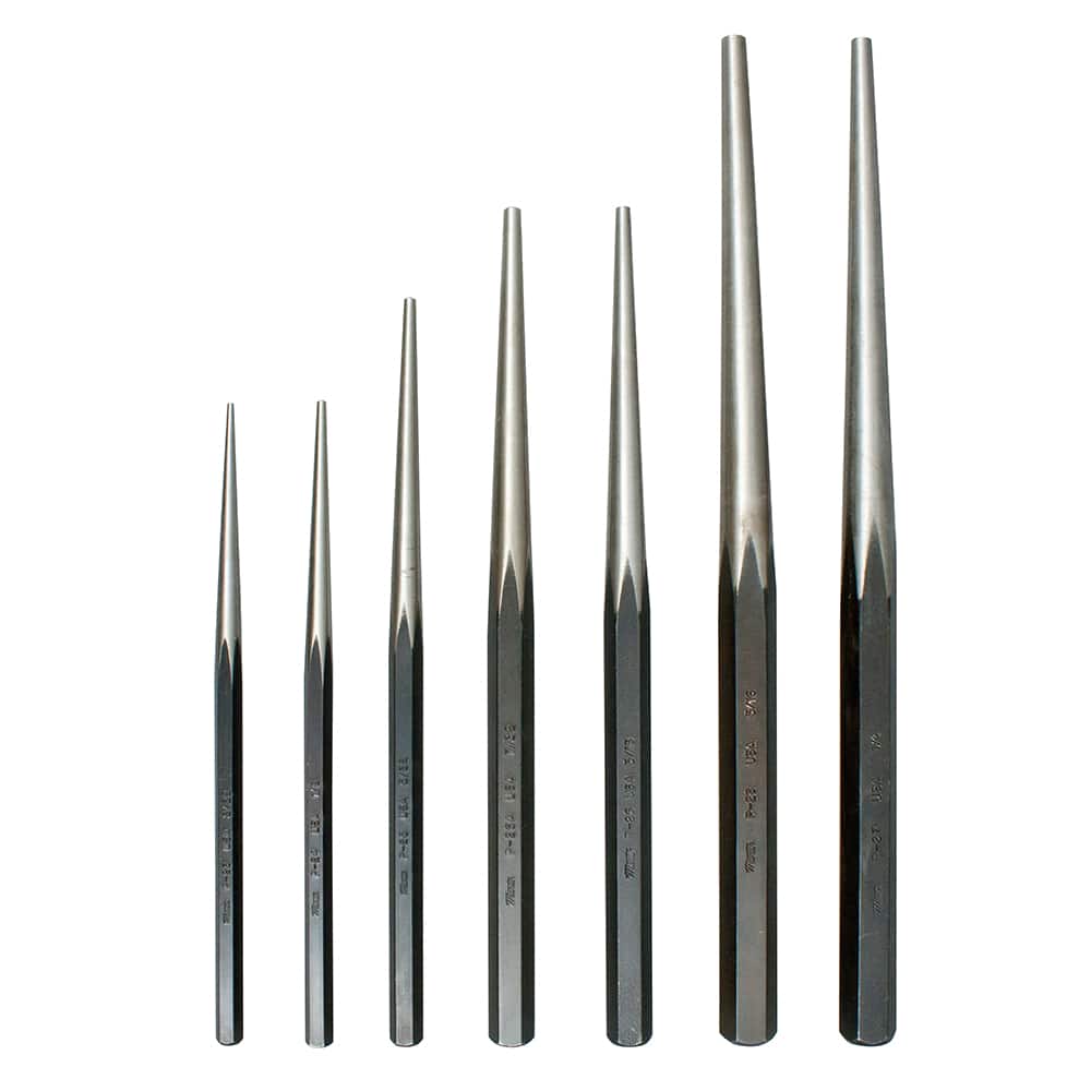Martin Tools - Punch Sets; Punch Set Type: Long Taper ; Punch Size Range (Inch): 3/32 - Exact Tool & Supply