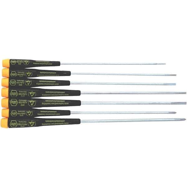 Wiha - 7 Piece Slotted & Phillips Screwdriver Set - Comes in Vinyl Pouch - Exact Tool & Supply