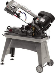 Jet - 5 x 8" Manual Horizontal Bandsaw - 1 Phase, 1/2 hp, 115 Volts, 45° Angle of Vise Rotation, Step Pulley Drive - Exact Tool & Supply