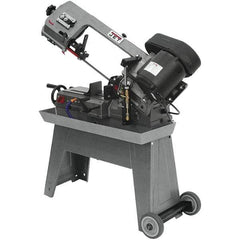 Jet - 7-1/2 x 5" Max Capacity, Manual Geared Head Horizontal Bandsaw - 85, 125 & 200 SFPM Blade Speed, 115/230 Volts, 45°, 0.5 hp, 1 Phase - Exact Tool & Supply