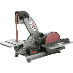 Jet - 42 Inch Long x 1 Inch Wide Belt, 8 Inch Diameter, Vertical Combination Sanding Machine - 3,000 Ft./min Belt Speed, 1/3 HP, Single Phase - Exact Tool & Supply