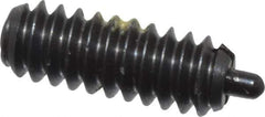 Vlier - 6-32, 3/8" Thread Length, 1/16" Plunger Projection, Steel Threaded Spring Plunger - 0.044 - 0.045" Max Plunger Diam, 3/8" Plunger Length, 1 Lb Init End Force, 1.6 Lb Final End Force - Exact Tool & Supply