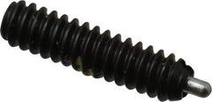 Vlier - 6-32, 17/32" Thread Length, 1/16" Plunger Projection, Steel Threaded Spring Plunger - 0.044 - 0.045" Max Plunger Diam, 17/32" Plunger Length, 0.5 Lb Init End Force, 1.5 Lb Final End Force - Exact Tool & Supply