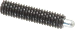 Vlier - 10-32, 3/4" Thread Length, 1/8" Plunger Projection, Steel Threaded Spring Plunger - 0.091 - 0.092" Max Plunger Diam, 3/4" Plunger Length, 1.3 Lb Init End Force, 2.7 Lb Final End Force - Exact Tool & Supply