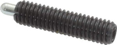 Vlier - 10-32, 3/4" Thread Length, 1/8" Plunger Projection, Steel Threaded Spring Plunger - 0.091 - 0.092" Max Plunger Diam, 3/4" Plunger Length, 1.3 Lb Init End Force, 2.7 Lb Final End Force - Exact Tool & Supply