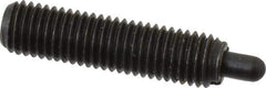 Vlier - 1/4-28, 1" Thread Length, 3/16" Plunger Projection, Steel Threaded Spring Plunger - 0.117 - 0.118" Max Plunger Diam, 1" Plunger Length, 3 Lb Init End Force, 13 Lb Final End Force - Exact Tool & Supply
