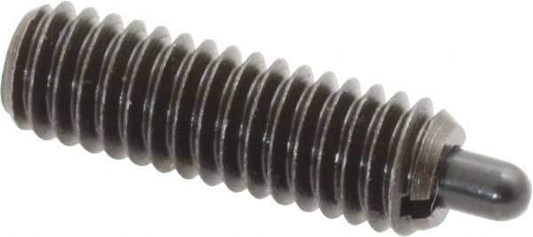 Vlier - 5/16-18, 1" Thread Length, 3/16" Plunger Projection, Steel Threaded Spring Plunger - 0.133 - 0.135" Max Plunger Diam, 1" Plunger Length, 3 Lb Init End Force, 15 Lb Final End Force - Exact Tool & Supply