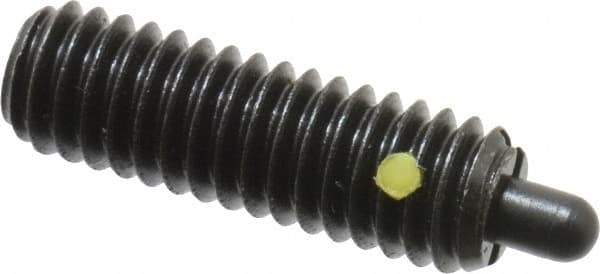 Vlier - 5/16-18, 1" Thread Length, 3/16" Plunger Projection, Steel Threaded Spring Plunger - 0.133 - 0.135" Max Plunger Diam, 1" Plunger Length, 3 Lb Init End Force, 15 Lb Final End Force - Exact Tool & Supply