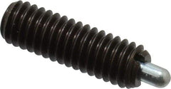 Vlier - 5/16-18, 1" Thread Length, 3/16" Plunger Projection, Steel Threaded Spring Plunger - 0.133 - 0.135" Max Plunger Diam, 1" Plunger Length, 1.5 Lb Init End Force, 4.5 Lb Final End Force - Exact Tool & Supply