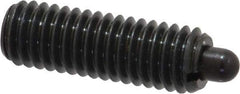 Vlier - 3/8-16, 1-1/8" Thread Length, 3/16" Plunger Projection, Steel Threaded Spring Plunger - 0.186 - 3/16" Max Plunger Diam, 1-1/8" Plunger Length, 5.5 Lb Init End Force, 14.5 Lb Final End Force - Exact Tool & Supply