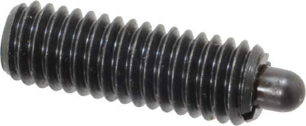 Vlier - 3/8-16, 1-1/8" Thread Length, 3/16" Plunger Projection, Steel Threaded Spring Plunger - 0.186 - 3/16" Max Plunger Diam, 1-1/8" Plunger Length, 5.5 Lb Init End Force, 14.5 Lb Final End Force - Exact Tool & Supply