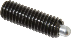 Vlier - 3/8-16, 1-1/8" Thread Length, 3/16" Plunger Projection, Steel Threaded Spring Plunger - 0.186 - 3/16" Max Plunger Diam, 1-1/8" Plunger Length, 2.8 Lb Init End Force, 7.2 Lb Final End Force - Exact Tool & Supply