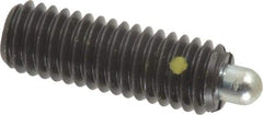Vlier - 3/8-16, 1-1/8" Thread Length, 3/16" Plunger Projection, Steel Threaded Spring Plunger - 0.186 - 3/16" Max Plunger Diam, 1-1/8" Plunger Length, 2.8 Lb Init End Force, 7.2 Lb Final End Force - Exact Tool & Supply