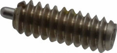 Vlier - 6-32, 3/8" Thread Length, 1/16" Plunger Projection, Stainless Steel Threaded Spring Plunger - 0.044 - 0.045" Max Plunger Diam, 3/8" Plunger Length, 1 Lb Init End Force, 1.6 Lb Final End Force - Exact Tool & Supply