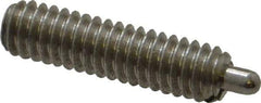 Vlier - 8-32, 5/8" Thread Length, 3/32" Plunger Projection, Stainless Steel Threaded Spring Plunger - 0.069 - 0.07" Max Plunger Diam, 5/8" Plunger Length, 0.7 Lb Init End Force, 2.3 Lb Final End Force - Exact Tool & Supply