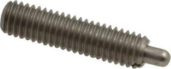 Vlier - 10-32, 3/4" Thread Length, 1/8" Plunger Projection, Stainless Steel Threaded Spring Plunger - 0.091 - 0.092" Max Plunger Diam, 3/4" Plunger Length, 2.9 Lb Init End Force, 11.1 Lb Final End Force - Exact Tool & Supply