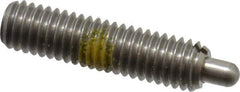 Vlier - 10-32, 3/4" Thread Length, 1/8" Plunger Projection, Stainless Steel Threaded Spring Plunger - 0.091 - 0.092" Max Plunger Diam, 3/4" Plunger Length, 2.9 Lb Init End Force, 11.1 Lb Final End Force - Exact Tool & Supply
