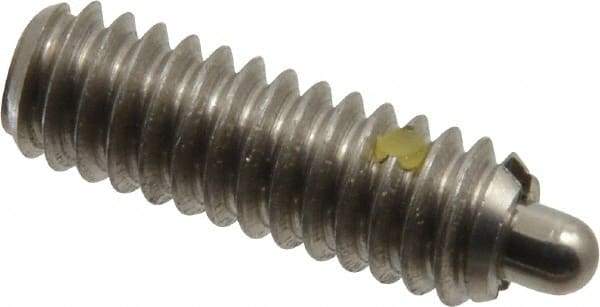Vlier - 1/4-20, 3/4" Thread Length, 1/8" Plunger Projection, Stainless Steel Threaded Spring Plunger - 0.117 - 0.118" Max Plunger Diam, 3/4" Plunger Length, 2 Lb Init End Force, 9 Lb Final End Force - Exact Tool & Supply