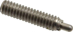 Vlier - 1/4-20, 1" Thread Length, 3/16" Plunger Projection, Stainless Steel Threaded Spring Plunger - 0.117 - 0.118" Max Plunger Diam, 1" Plunger Length, 1 Lb Init End Force, 4 Lb Final End Force - Exact Tool & Supply