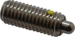 Vlier - 1/2-13, 1-1/4" Thread Length, 1/4" Plunger Projection, Stainless Steel Threaded Spring Plunger - 0.247 - 1/4" Max Plunger Diam, 1-1/4" Plunger Length, 6.6 Lb Init End Force, 17.4 Lb Final End Force - Exact Tool & Supply
