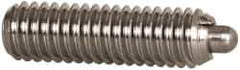 Vlier - M6 x 1.0, 0.787" Thread Length, 0.098" Plunger Projection, Stainless Steel Threaded Spring Plunger - 0.106" Max Plunger Diam, 0.787" Plunger Length, 4.05 Lb Init End Force, 11.24 Lb Final End Force - Exact Tool & Supply