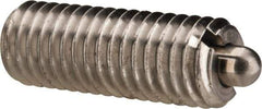 Vlier - M8 x 1.25, 0.866" Thread Length, 0.118" Plunger Projection, Stainless Steel Threaded Spring Plunger - 0.138" Max Plunger Diam, 0.866" Plunger Length, 5.62 Lb Init End Force, 15.74 Lb Final End Force - Exact Tool & Supply