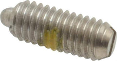 Vlier - 10-32, 0.468" Thread Length, 0.065" Plunger Projection, Stainless Steel Threaded Spring Plunger - 0.093" Max Plunger Diam, 0.468" Plunger Length, 1.75 Lb Init End Force, 6.25 Lb Final End Force - Exact Tool & Supply