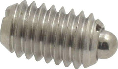 Vlier - 3/8-16, 5/8" Thread Length, 0.11" Plunger Projection, Stainless Steel Threaded Spring Plunger - 0.186" Max Plunger Diam, 0.625" Plunger Length, 4.5 Lb Init End Force, 18.5 Lb Final End Force - Exact Tool & Supply
