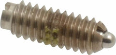 Vlier - 8-32, 7/16" Thread Length, 0.052" Plunger Projection, Stainless Steel Threaded Spring Plunger - 0.07" Max Plunger Diam, 0.437" Plunger Length, 0.5 Lb Init End Force, 1.5 Lb Final End Force - Exact Tool & Supply